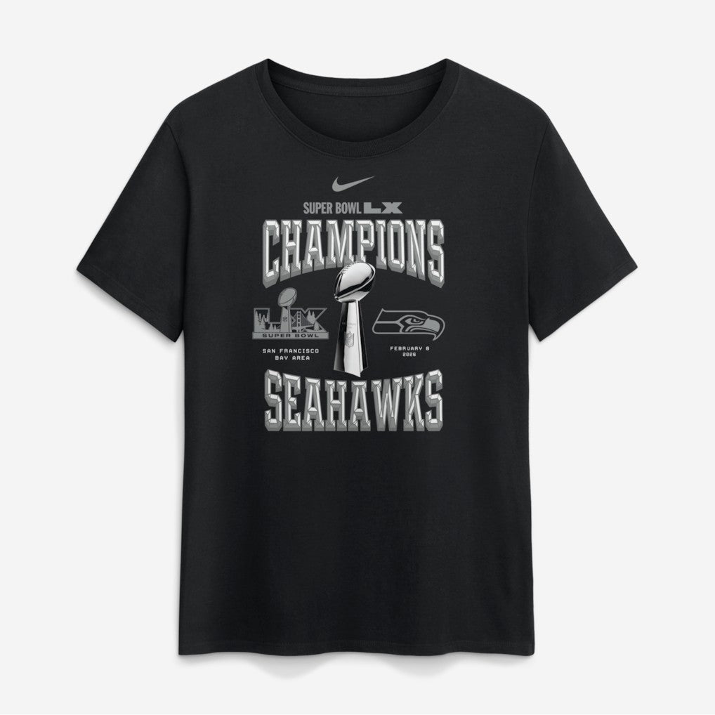 Seattle Seahawks Women's Super Bowl LX Champions Locker Room Trophy Collection T-Shirt Black