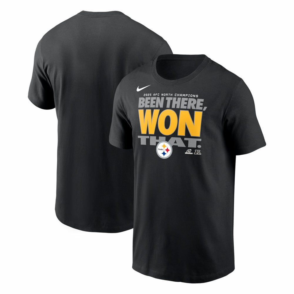 Pittsburgh Steelers 2025 AFC North Division Champions Locker Room Trophy Collection T-Shirt Black