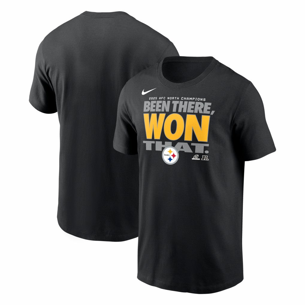 Pittsburgh Steelers 2025 AFC North Division Champions Locker Room Trophy Collection T-Shirt Black