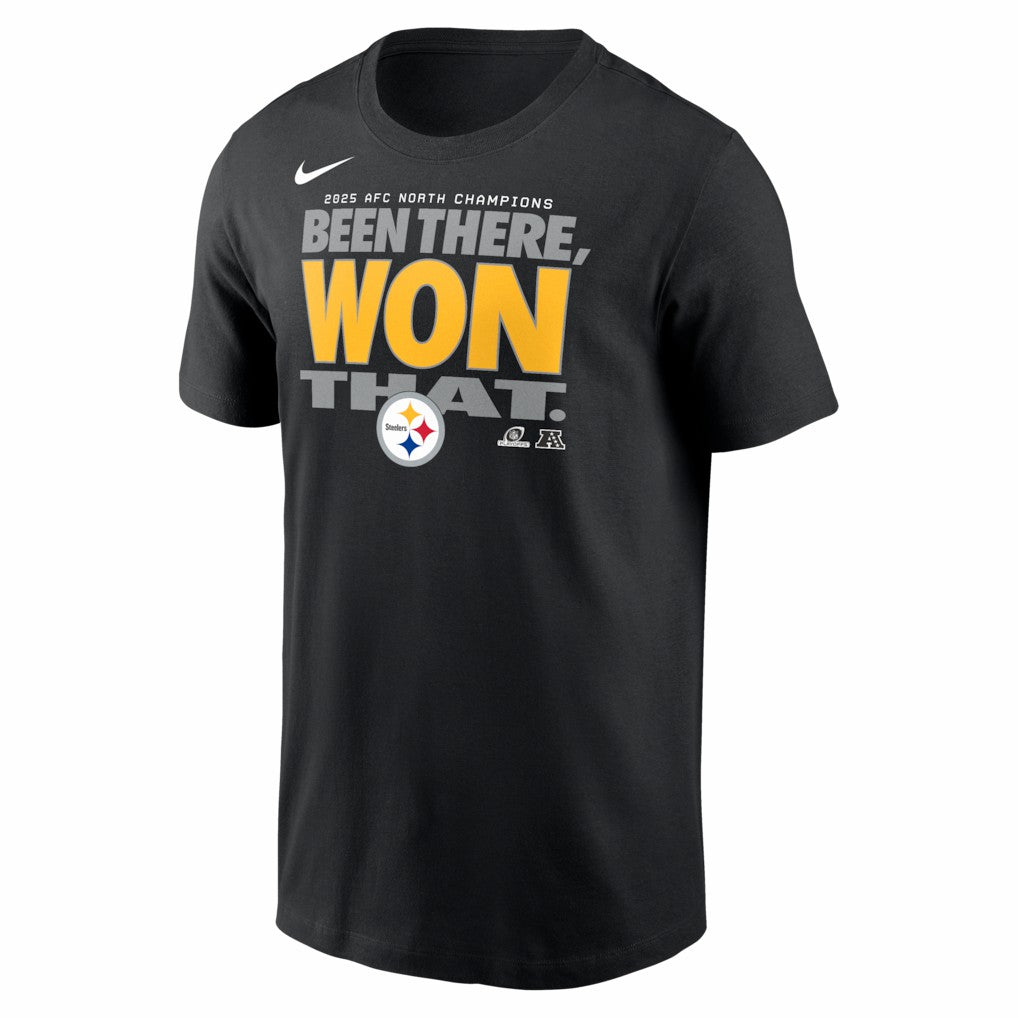 Pittsburgh Steelers 2025 AFC North Division Champions Locker Room Trophy Collection T-Shirt Black