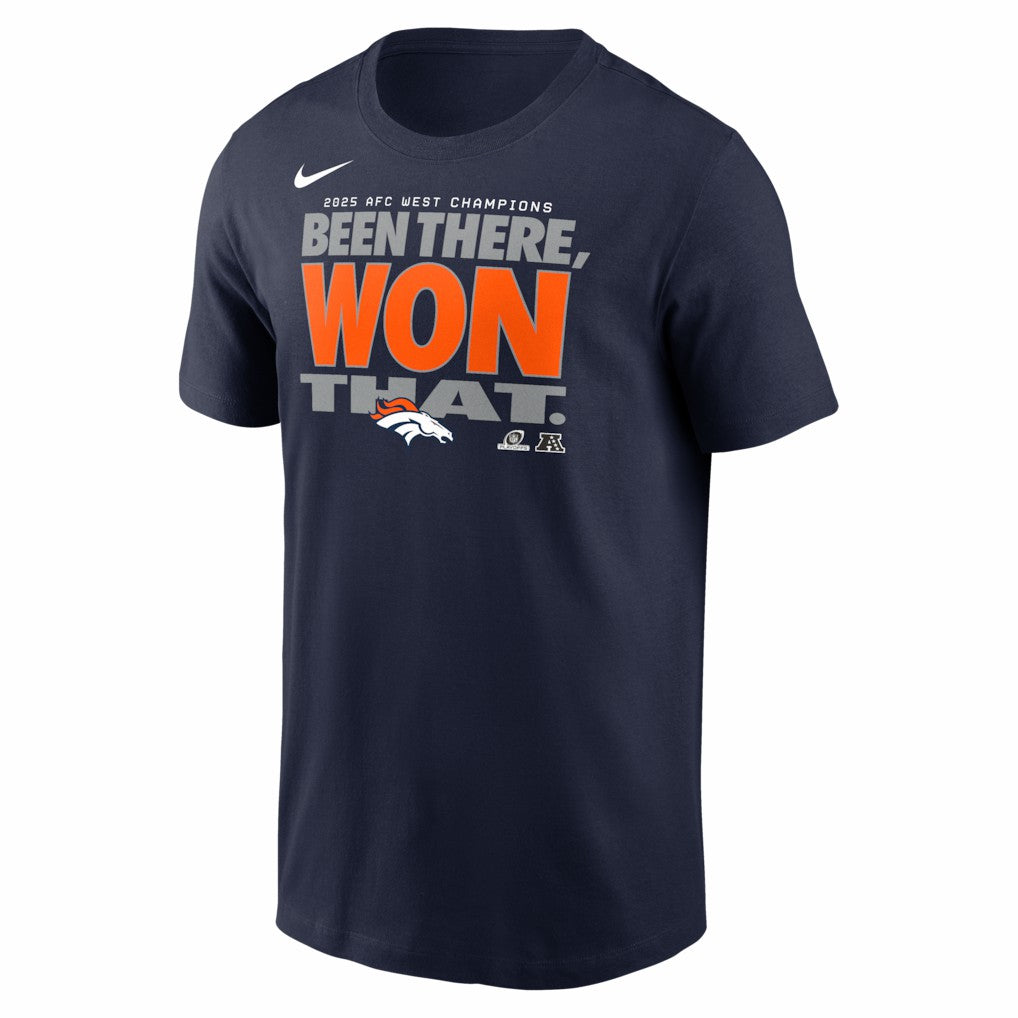 Denver Broncos 2025 AFC West Division Champions Locker Room Trophy Collection T-Shirt Navy