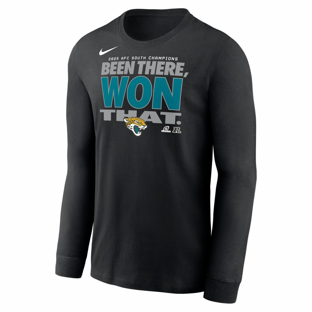 Jacksonville Jaguars 2025 AFC South Division Champions Locker Room Trophy Collection Long Sleeve T-Shirt Black