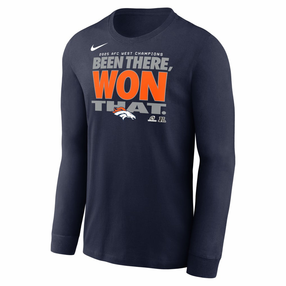 Denver Broncos 2025 AFC West Division Champions Locker Room Trophy Collection Long Sleeve T-Shirt Navy