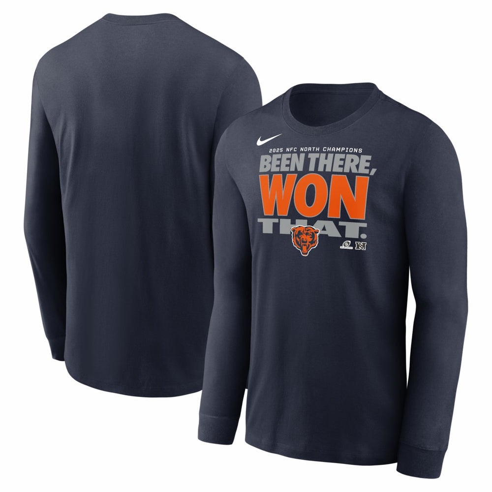 Chicago Bears 2025 NFC North Division Champions Locker Room Trophy Collection Long Sleeve T-Shirt Navy
