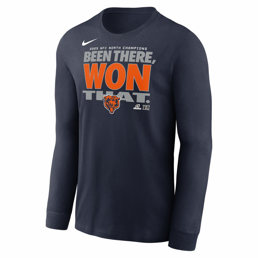 Chicago Bears 2025 NFC North Division Champions Locker Room Trophy Collection Long Sleeve T-Shirt Navy