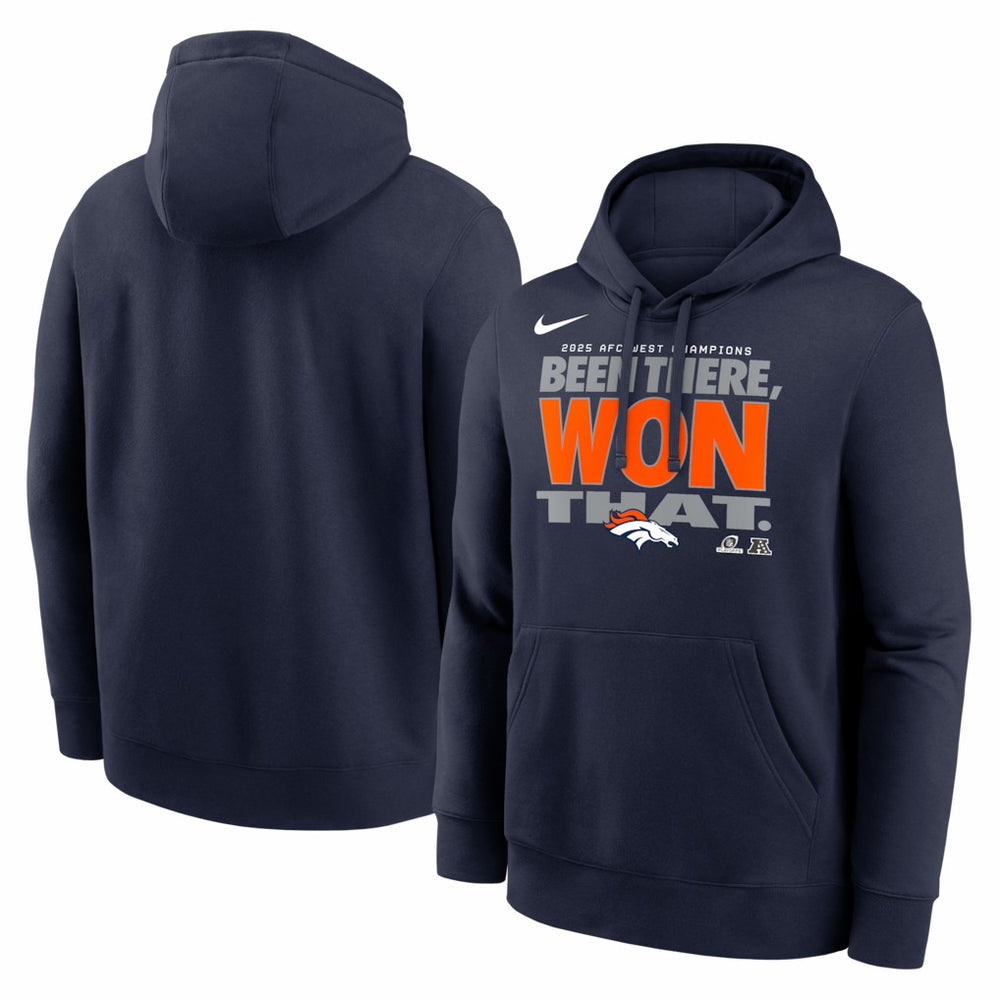 Denver Broncos 2025 AFC West Division Champions Locker Room Trophy Collection Hoodie Navy