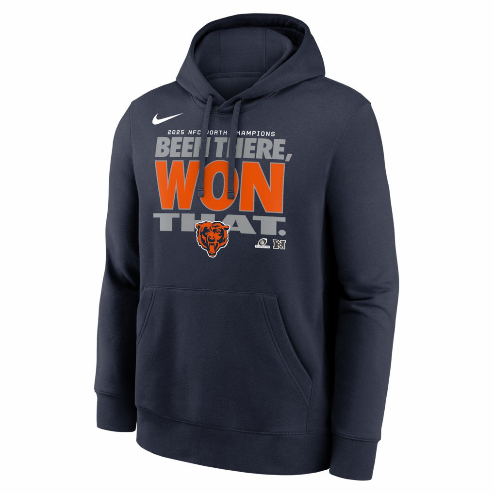 Chicago Bears 2025 NFC North Division Champions Locker Room Trophy Collection Hoodie Navy