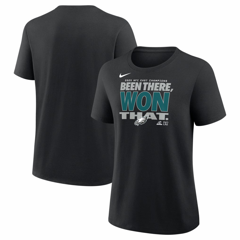 Philadelphia Eagles Women's 2025 NFC East Division Champions Locker Room Trophy Collection T-Shirt Black