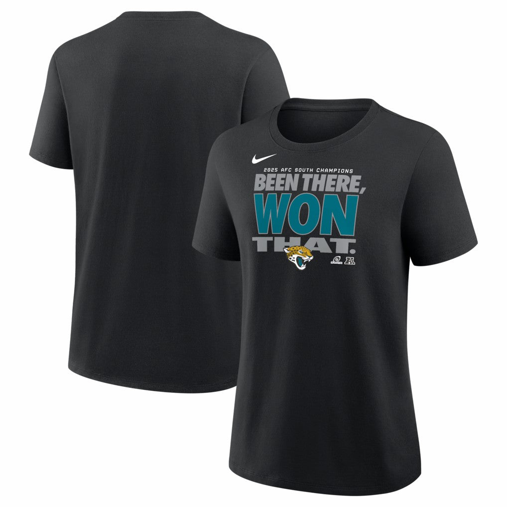 Jacksonville Jaguars Women's 2025 AFC South Division Champions Locker Room Trophy Collection T-Shirt Black