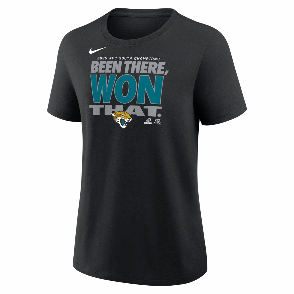 Jacksonville Jaguars Women's 2025 AFC South Division Champions Locker Room Trophy Collection T-Shirt Black