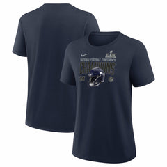 Seattle Seahawks Women's 2025 NFC Champions Helmet T-Shirt College Navy