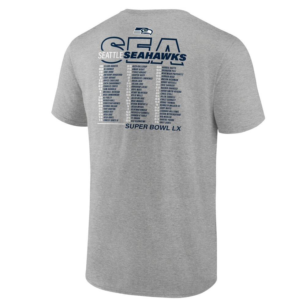 Seattle Seahawks Super Bowl LX Roster T-Shirt Heather Gray