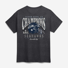 Seattle Seahawks Super Bowl LX Champions Prestigious Run T-Shirt Heather Charcoal
