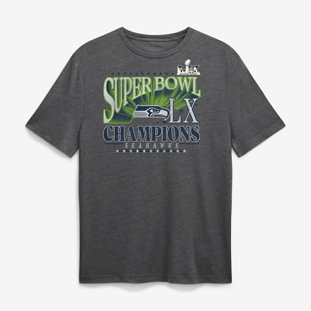 Seattle Seahawks Super Bowl LX Champions Top Dogs Tri-Blend T-Shirt Heather Charcoal