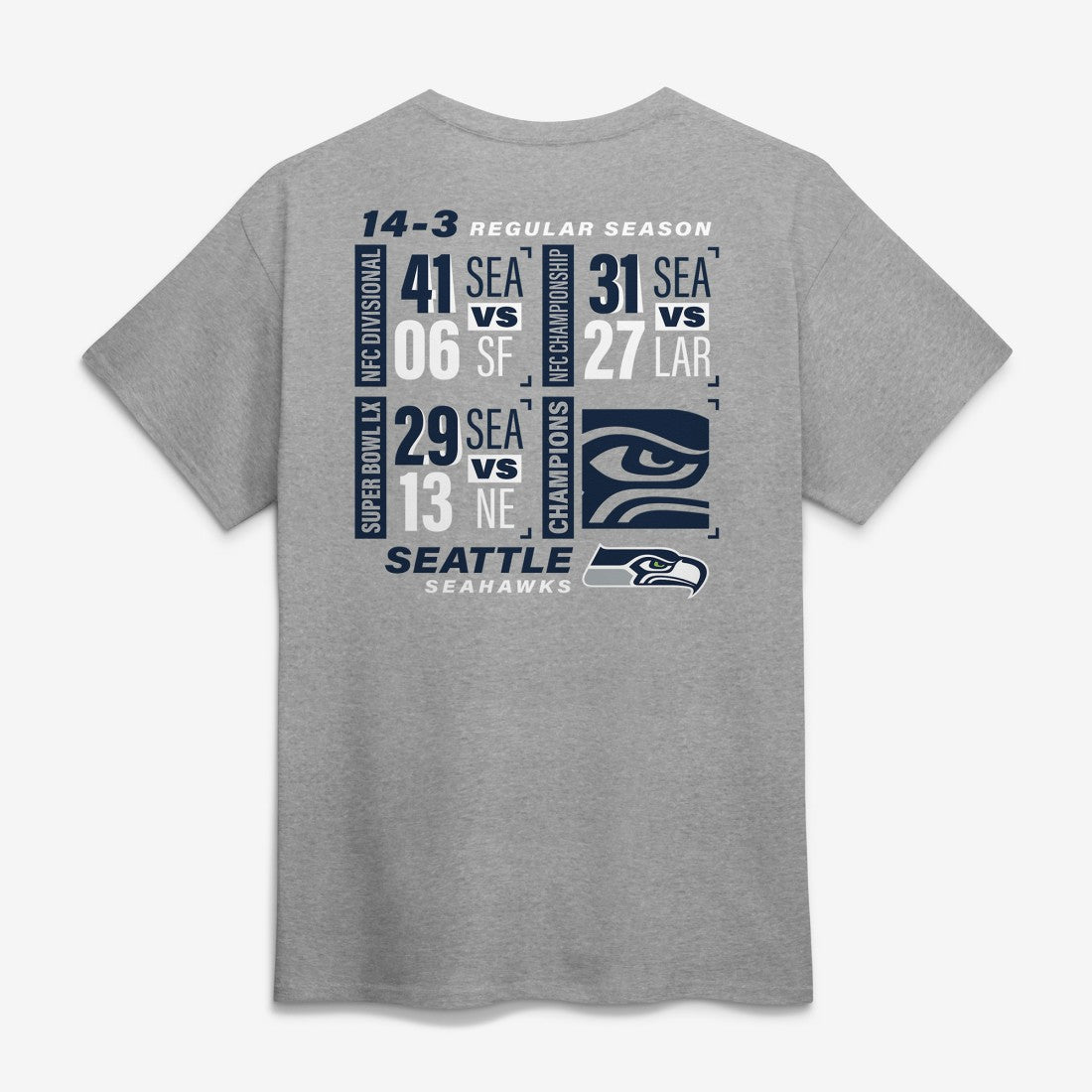 Seattle Seahawks Super Bowl LX Champions Counting Points Score T-Shirt Steel