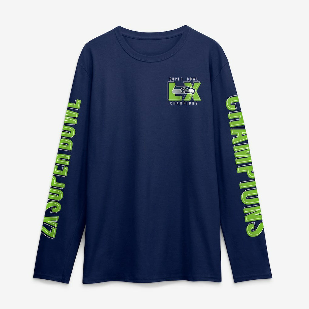 Seattle Seahawks Super Bowl LX Champions Own The Moments Long Sleeve T-Shirt College Navy