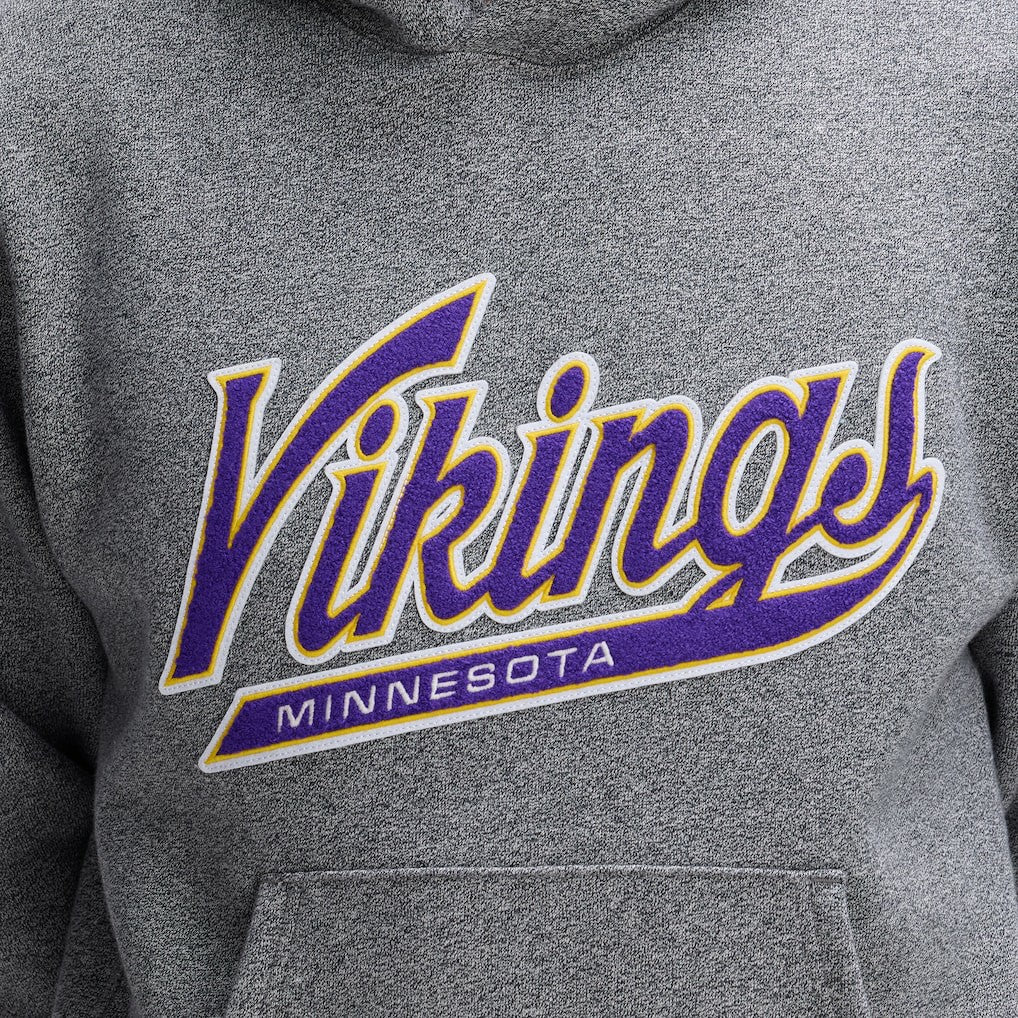 Minnesota Vikings IconicFleece Tipped Hoodie Athletic Heather Gray