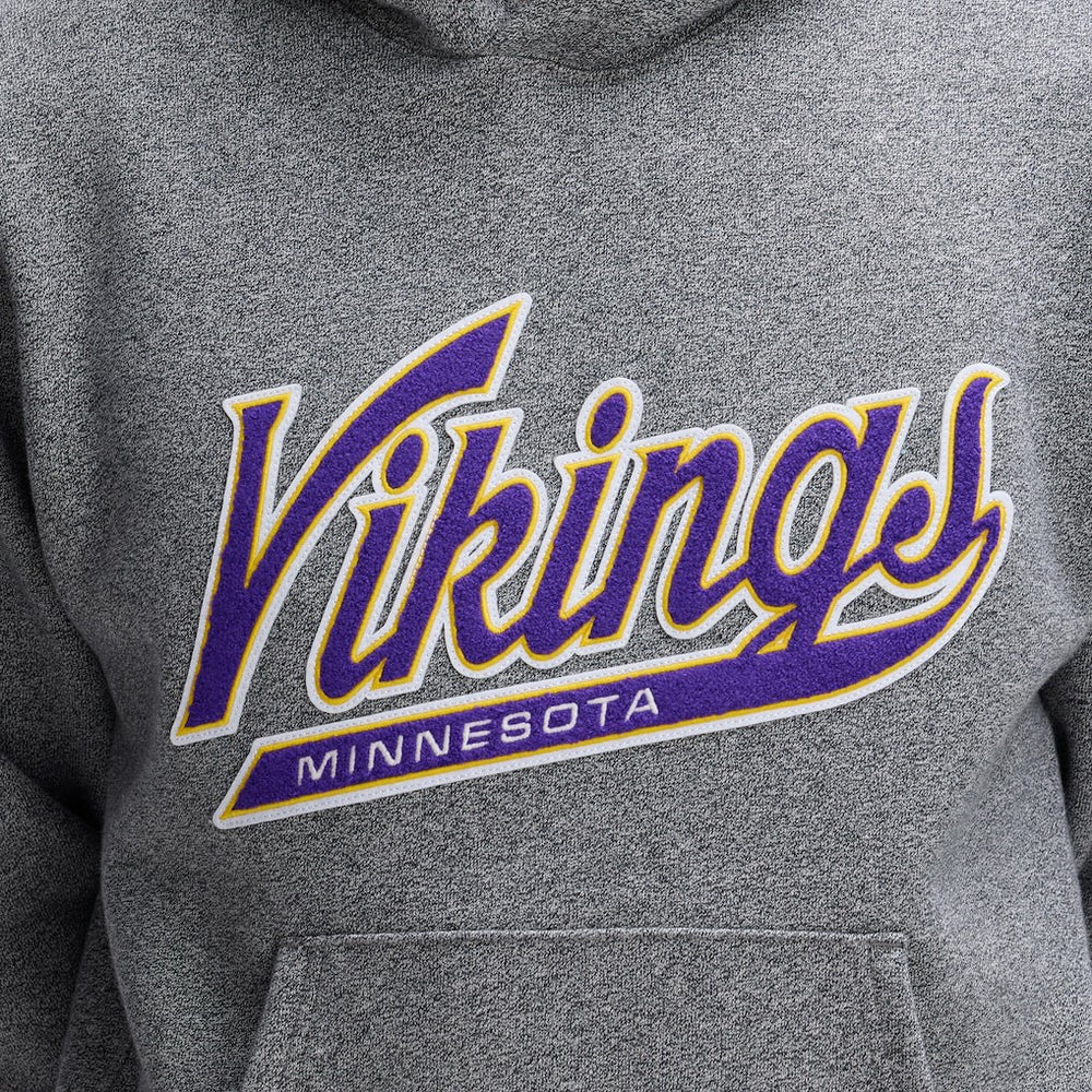 Minnesota Vikings IconicFleece Tipped Hoodie Athletic Heather Gray