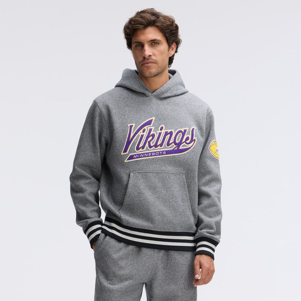 Minnesota Vikings IconicFleece Tipped Hoodie Athletic Heather Gray