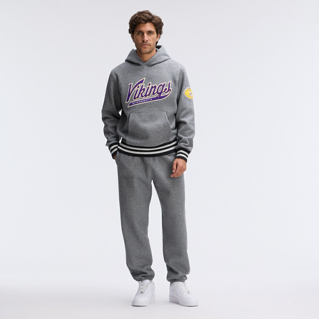 Minnesota Vikings IconicFleece Tipped Hoodie Athletic Heather Gray