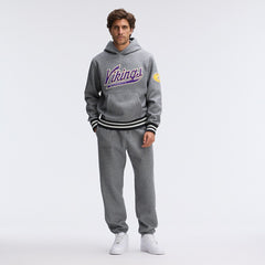 Minnesota Vikings IconicFleece Tipped Hoodie Athletic Heather Gray