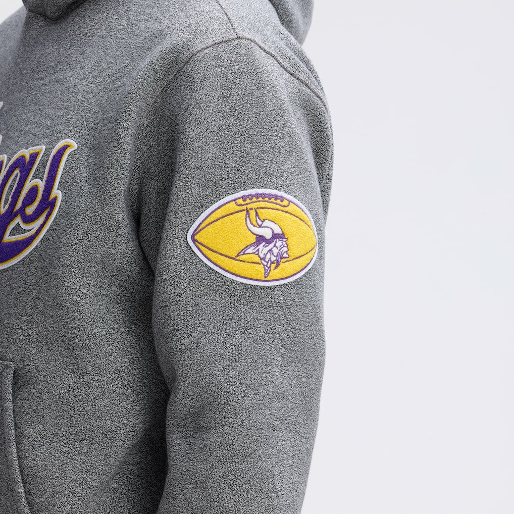 Minnesota Vikings IconicFleece Tipped Hoodie Athletic Heather Gray