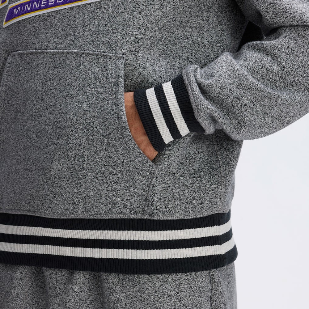 Minnesota Vikings IconicFleece Tipped Hoodie Athletic Heather Gray