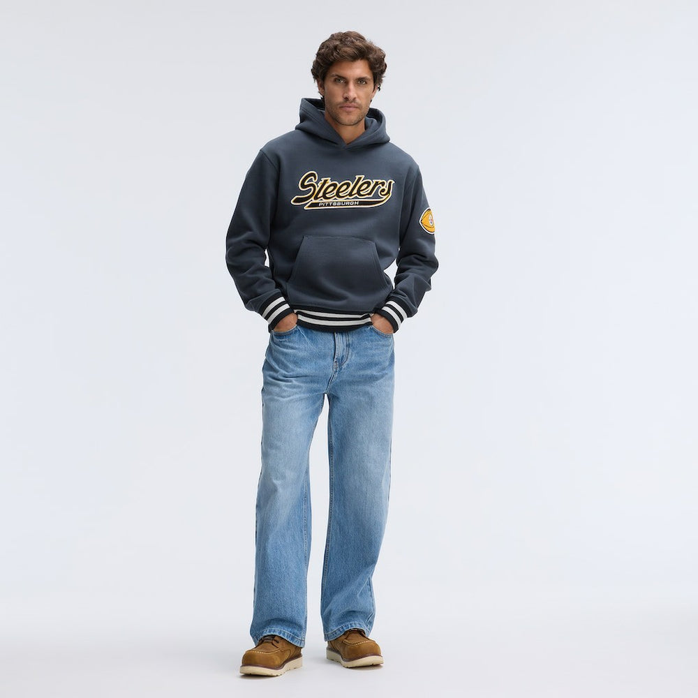 Pittsburgh Steelers IconicFleece Tipped Hoodie Charcoal