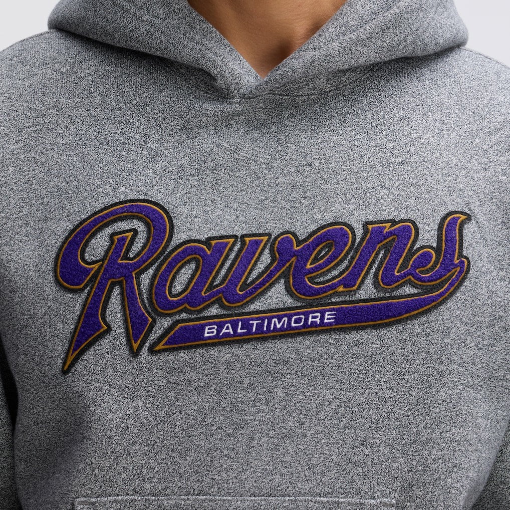 Baltimore Ravens IconicFleece Tipped Hoodie Athletic Heather Gray