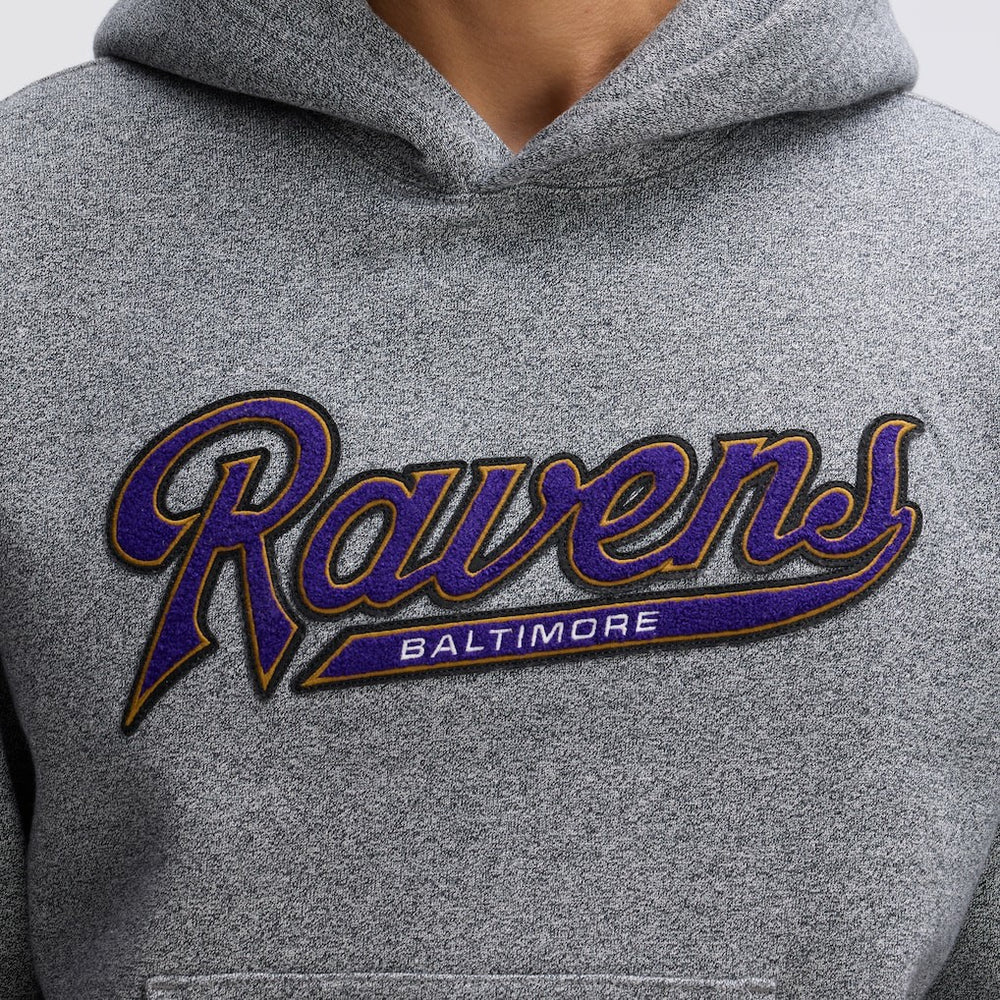 Baltimore Ravens IconicFleece Tipped Hoodie Athletic Heather Gray