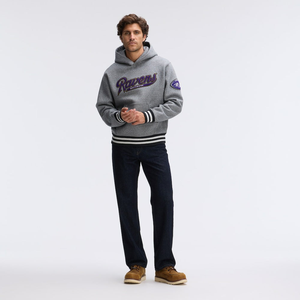 Baltimore Ravens IconicFleece Tipped Hoodie Athletic Heather Gray