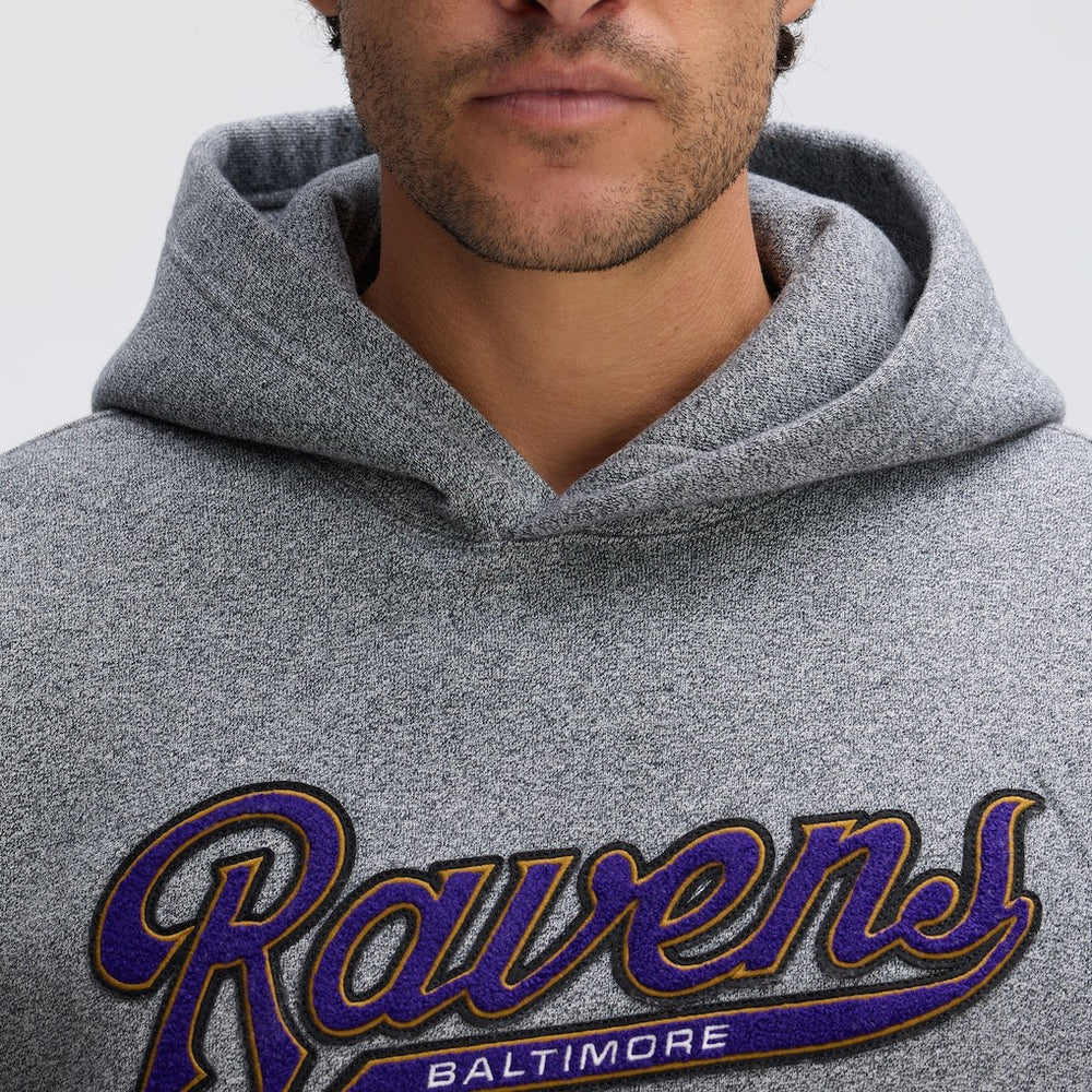 Baltimore Ravens IconicFleece Tipped Hoodie Athletic Heather Gray
