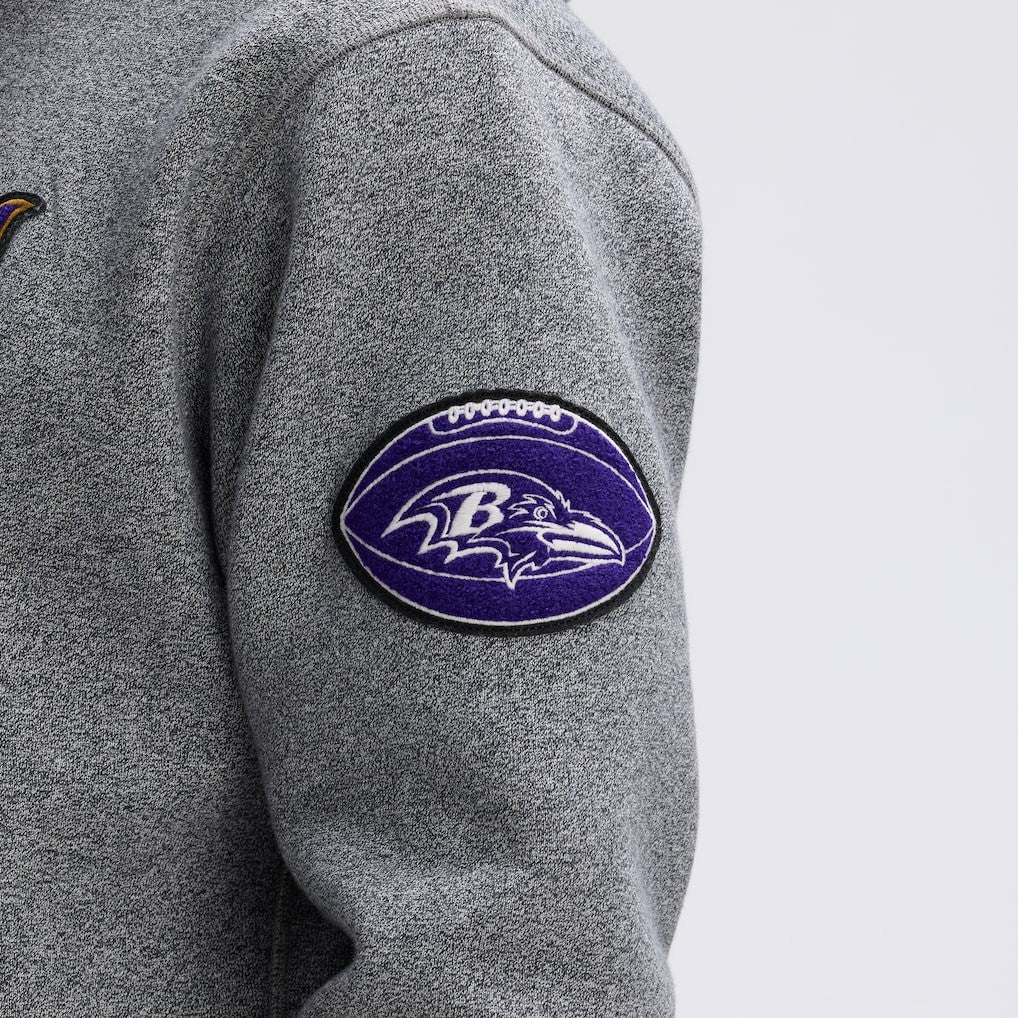 Baltimore Ravens IconicFleece Tipped Hoodie Athletic Heather Gray