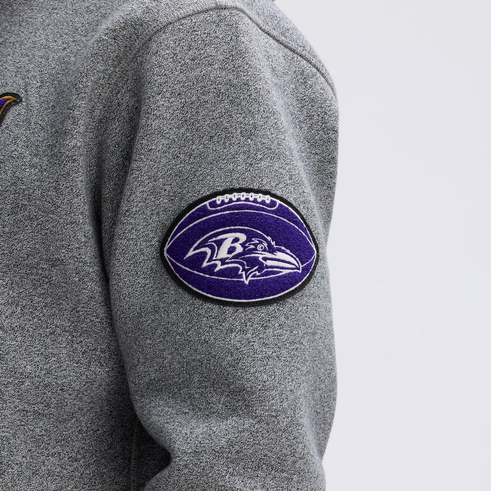 Baltimore Ravens IconicFleece Tipped Hoodie Athletic Heather Gray