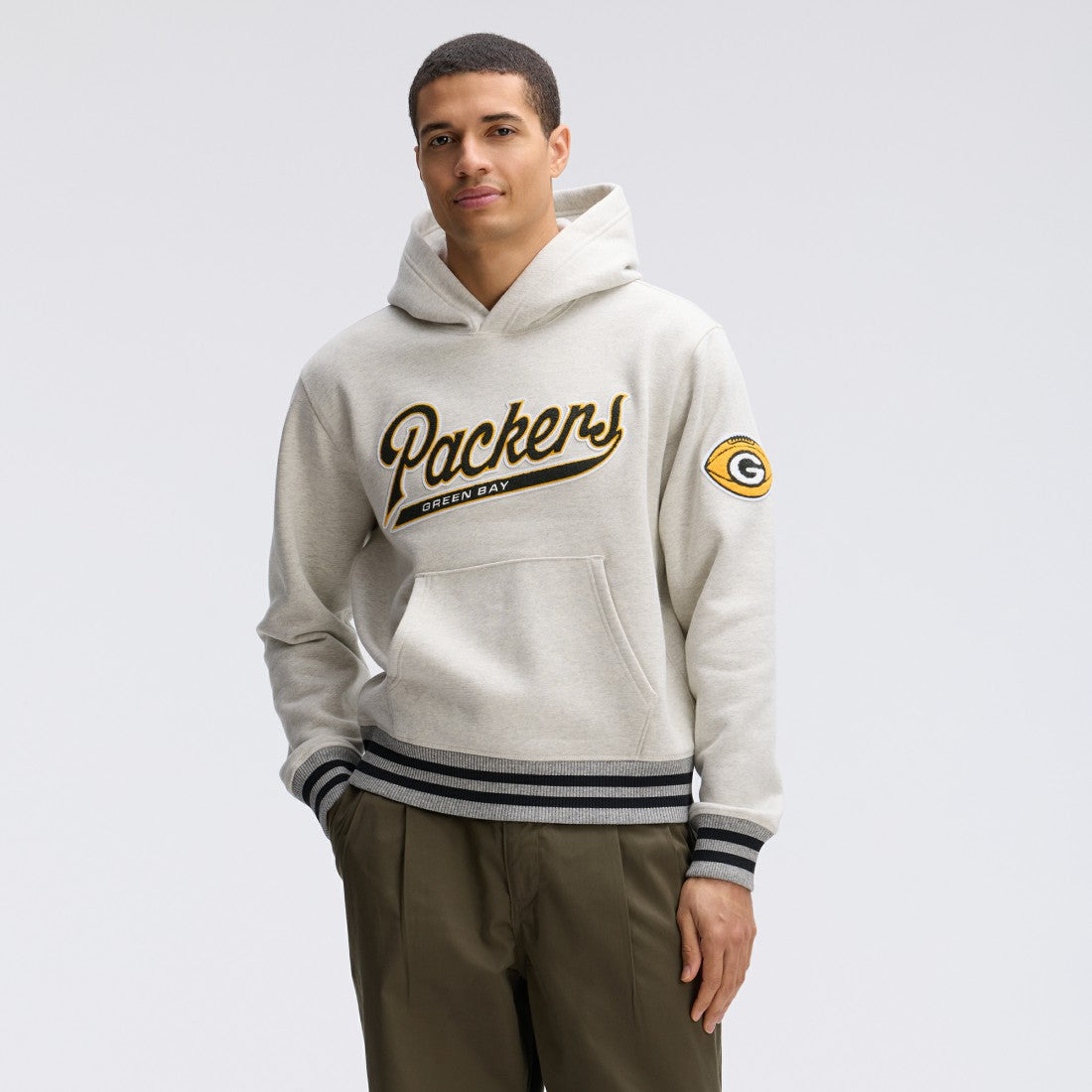Green Bay Packers IconicFleece Tipped Hoodie Oatmeal