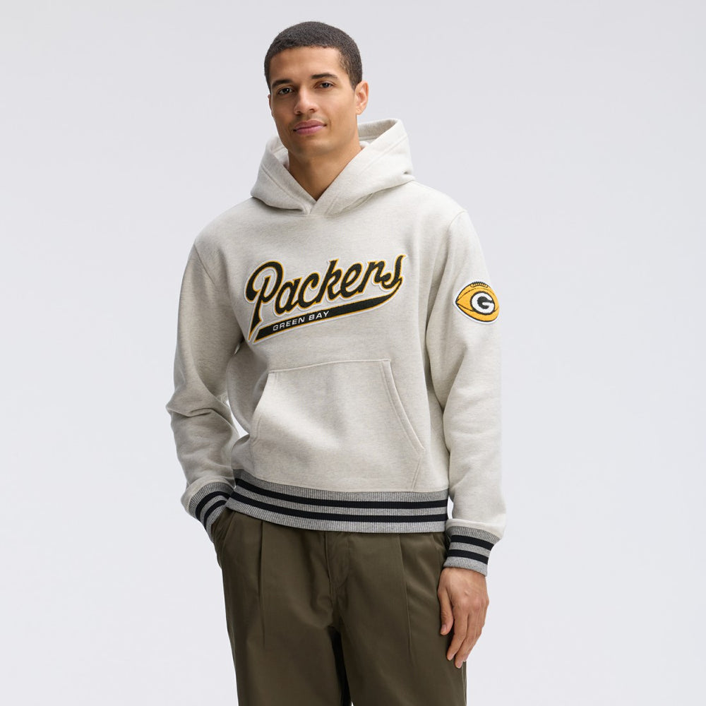 Green Bay Packers IconicFleece Tipped Hoodie Oatmeal