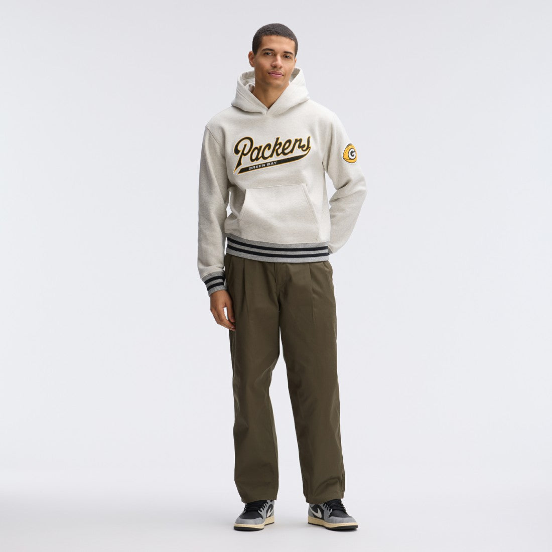Green Bay Packers IconicFleece Tipped Hoodie Oatmeal