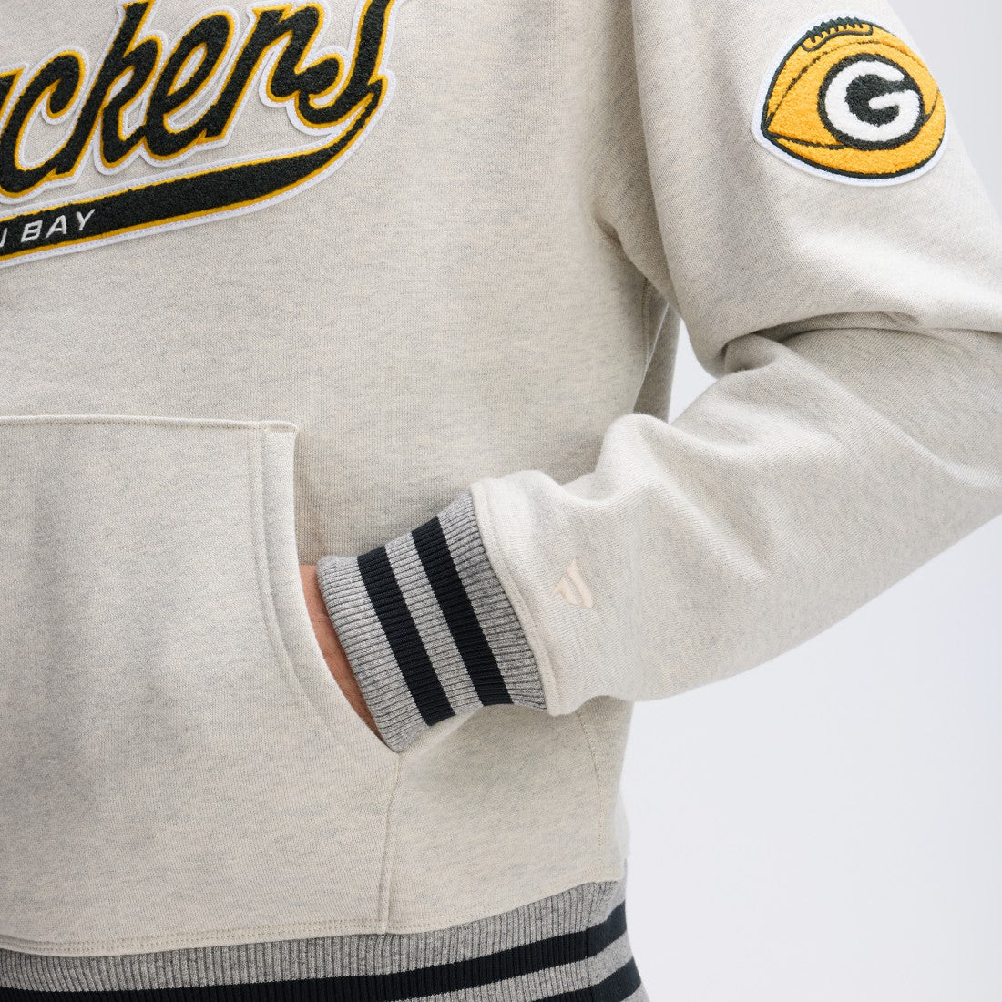 Green Bay Packers IconicFleece Tipped Hoodie Oatmeal
