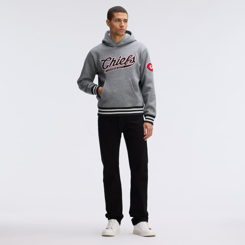 Kansas City Chiefs IconicFleece Tipped Hoodie Athletic Heather Gray