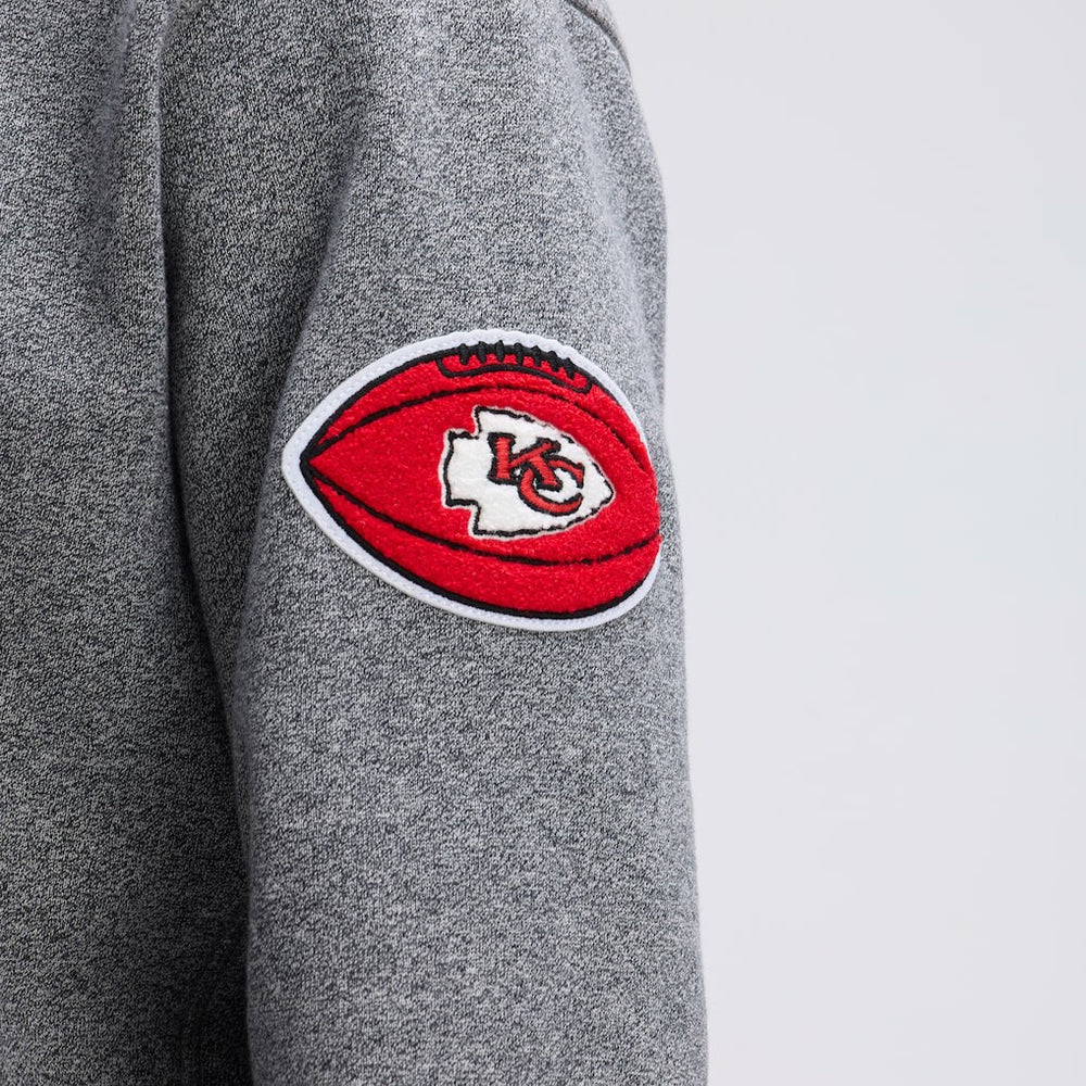 Kansas City Chiefs IconicFleece Tipped Hoodie Athletic Heather Gray