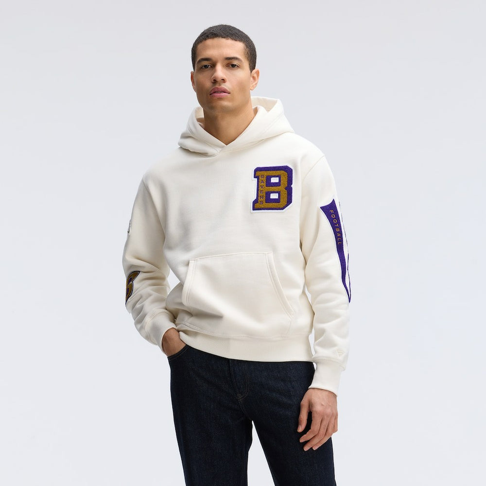 Baltimore Ravens IconicFleece Letterman Hoodie Oatmeal