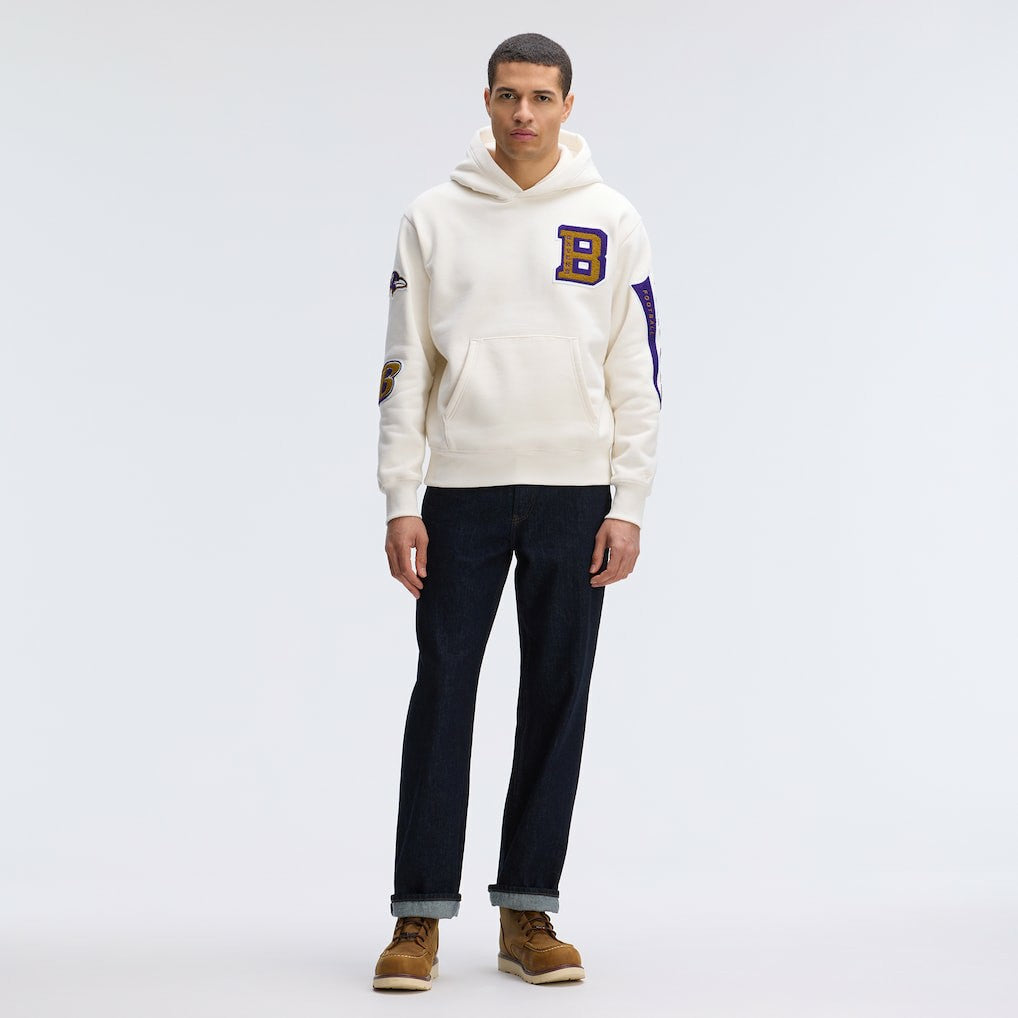 Baltimore Ravens IconicFleece Letterman Hoodie Oatmeal