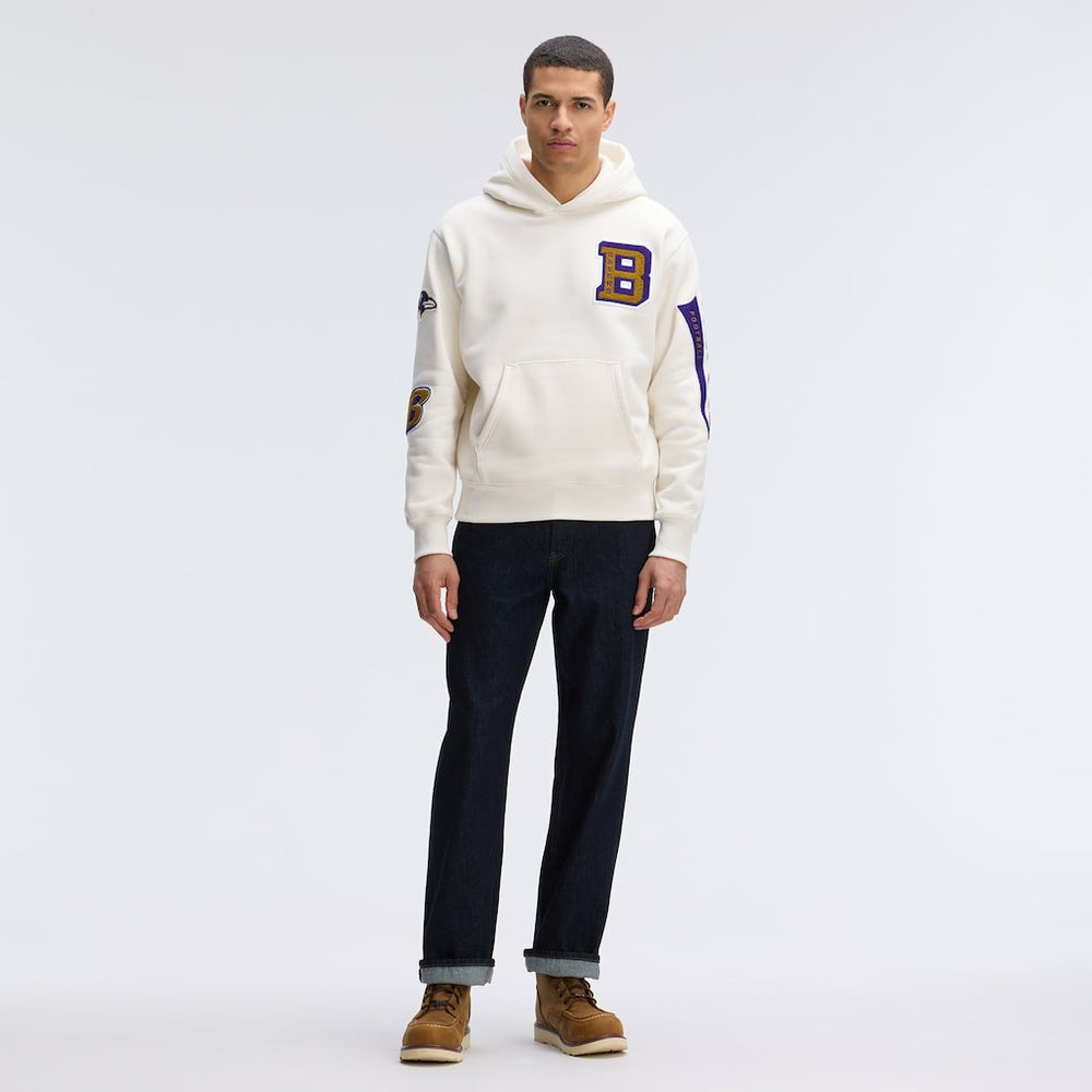 Baltimore Ravens IconicFleece Letterman Hoodie Oatmeal