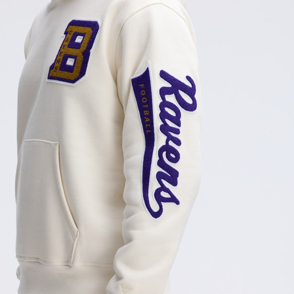 Baltimore Ravens IconicFleece Letterman Hoodie Oatmeal
