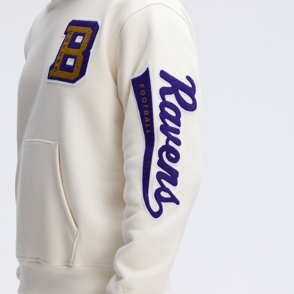 Baltimore Ravens IconicFleece Letterman Hoodie Oatmeal