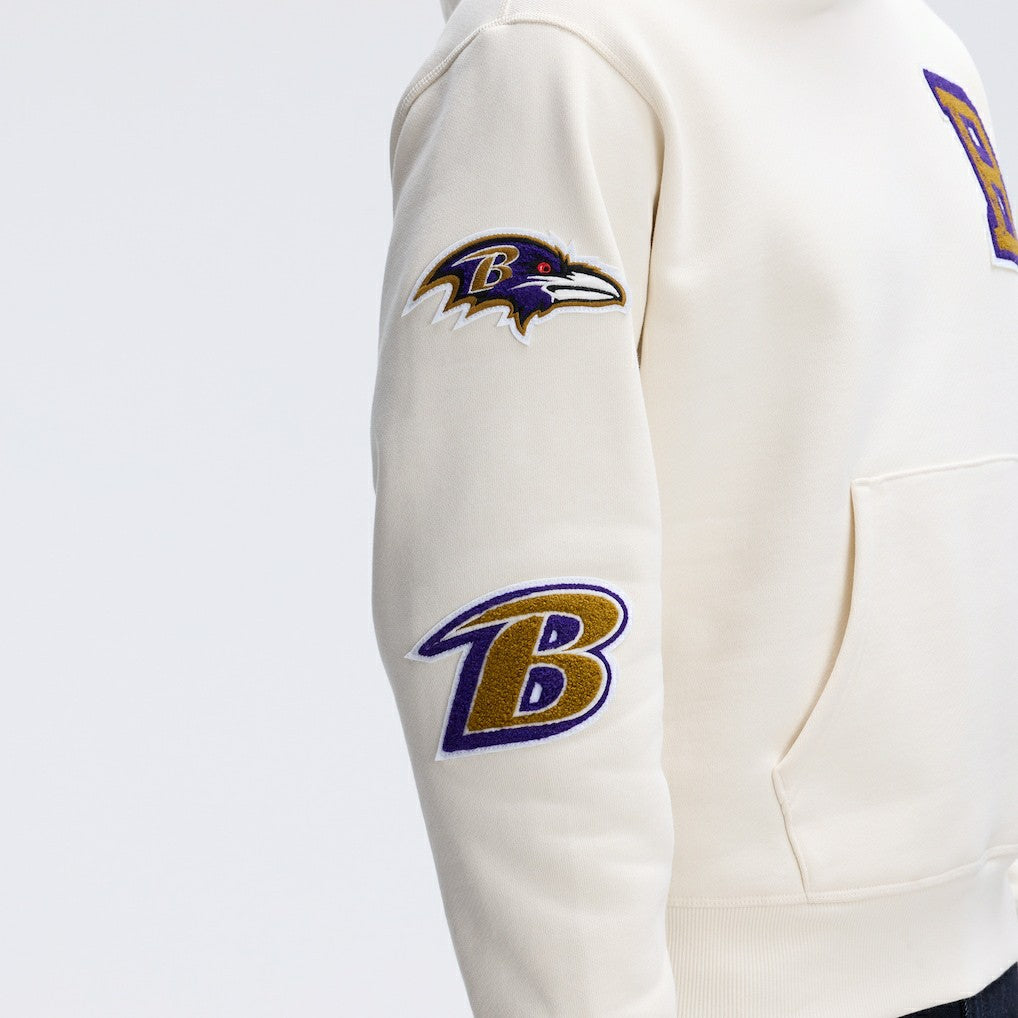 Baltimore Ravens IconicFleece Letterman Hoodie Oatmeal