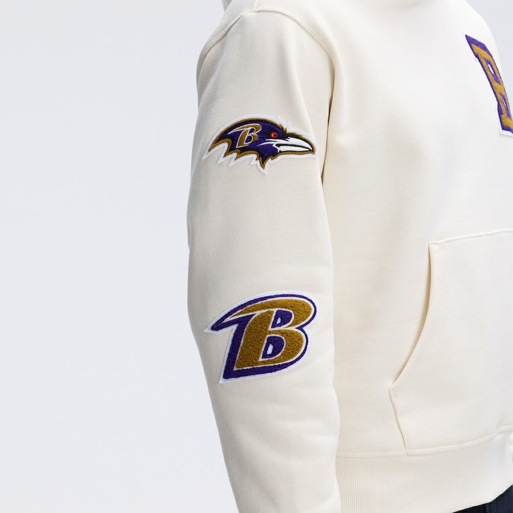 Baltimore Ravens IconicFleece Letterman Hoodie Oatmeal