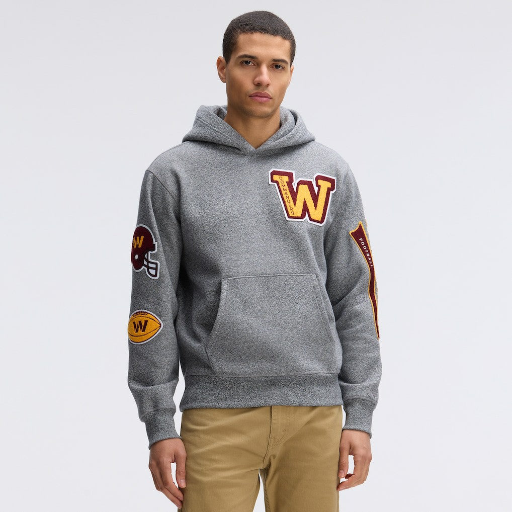 Washington Commanders IconicFleece Letterman Hoodie Athletic Heather Gray