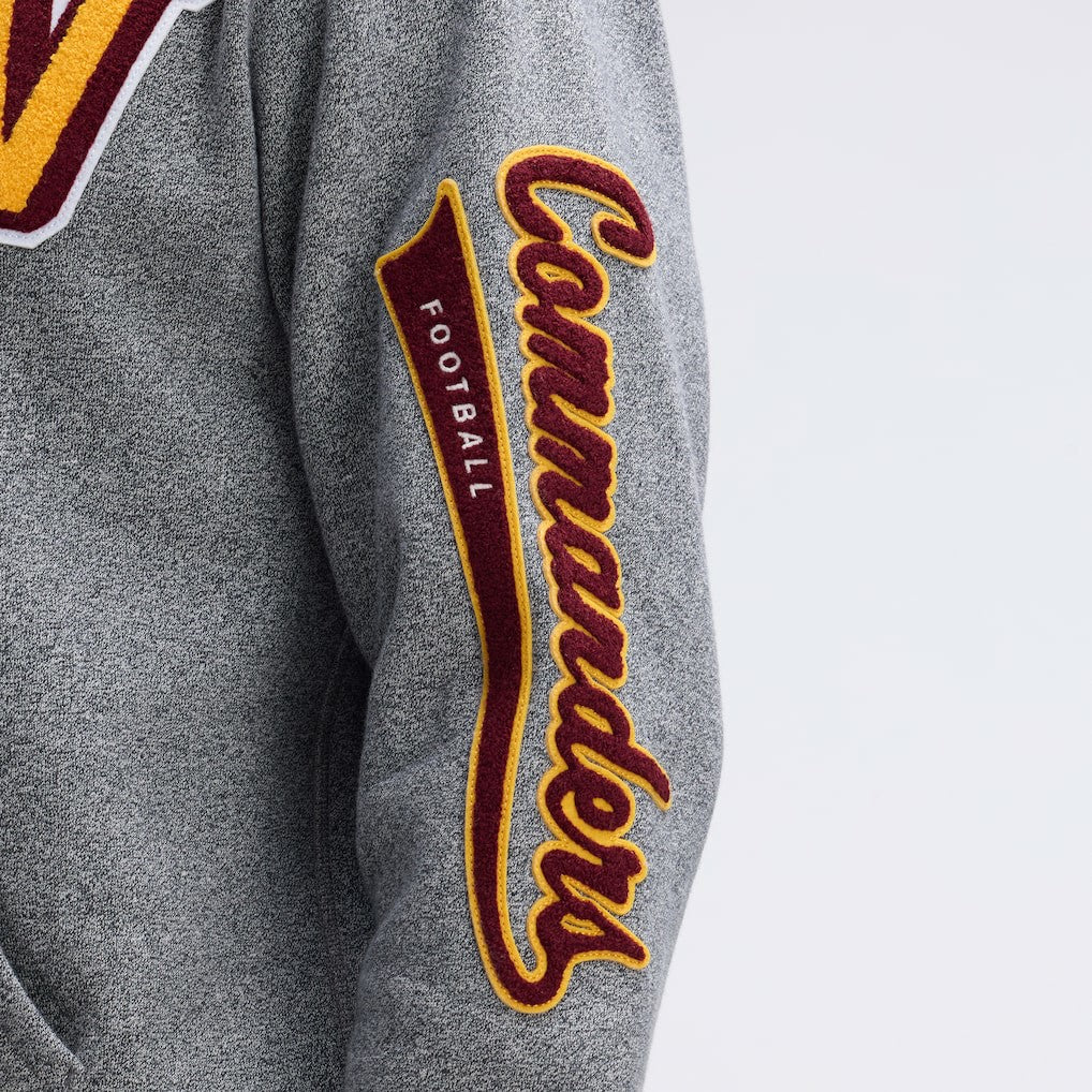 Washington Commanders IconicFleece Letterman Hoodie Athletic Heather Gray