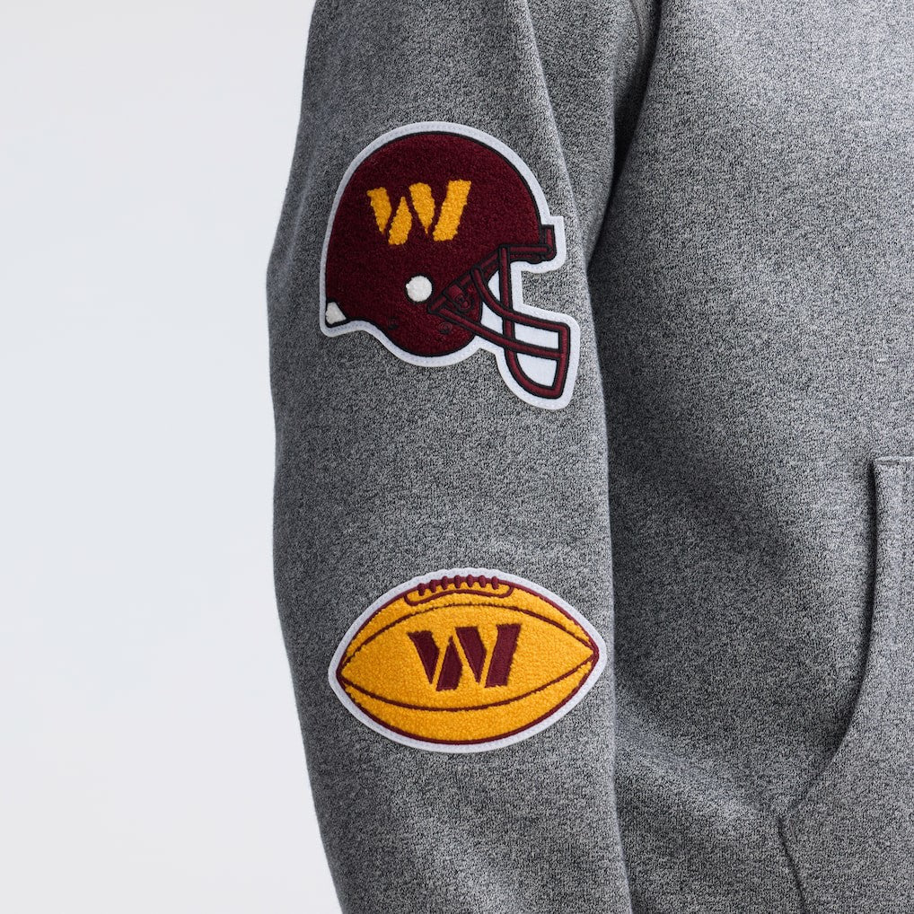 Washington Commanders IconicFleece Letterman Hoodie Athletic Heather Gray